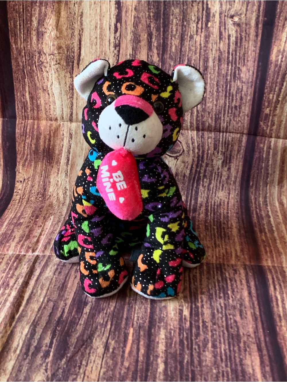 Homerbest "Be Mine" Multicolor Leopard Stuffed Plush Size: 9"